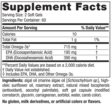 Algae Omega 120 Softgels Nordic Naturals - Nutrigeek