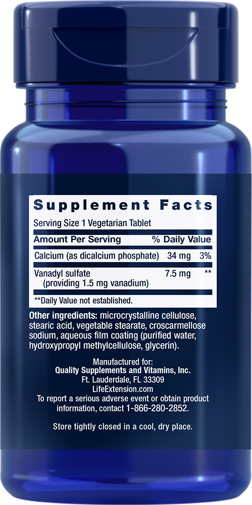 Vanadyl Sulfate 7.5 mg 100 tablets Life Extension - Nutrigeek