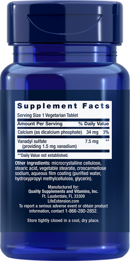 Vanadyl Sulfate 7.5 mg 100 tablets Life Extension - Nutrigeek