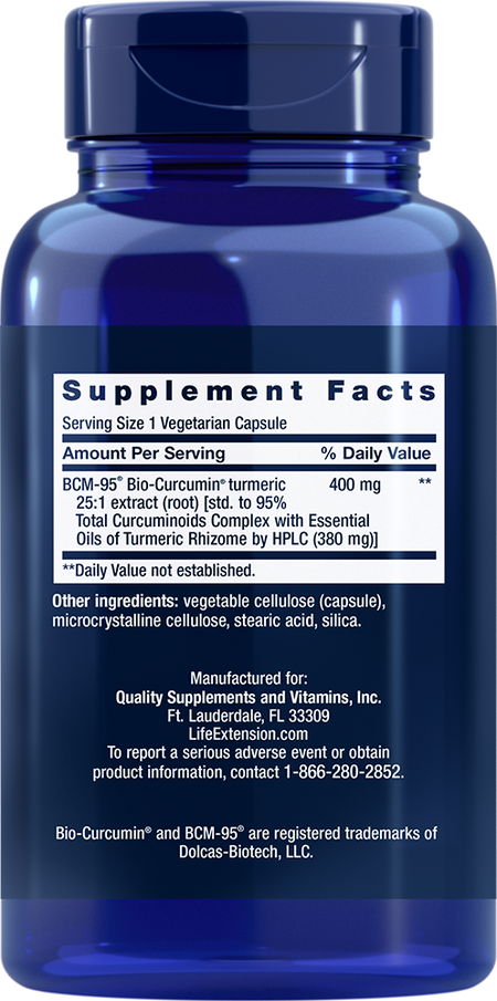 Super Bio-Curcumin® Turmeric Extract 400 mg 60 capsules Life Extension - Nutrigeek