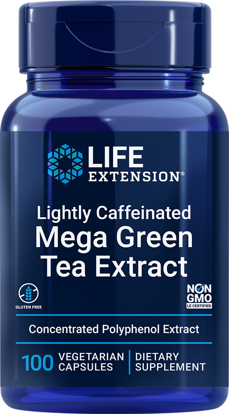 Lightly Caffeinated Mega Green Tea Extract 100 capsules Life Extension - Nutrigeek