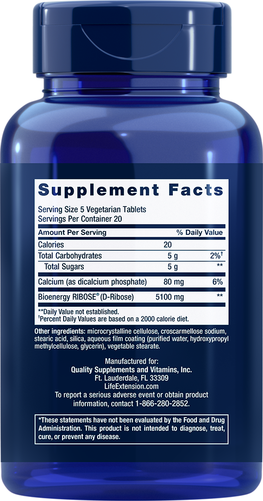 D-Ribose 100 tablets Life Extension - Nutrigeek