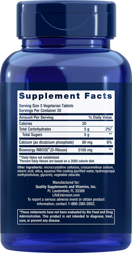 D-Ribose 100 tablets Life Extension - Nutrigeek