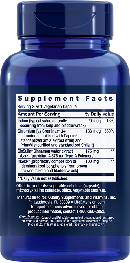 CinSulin® with InSea2® and Crominex® 3+ 90 capsules Life Extension - Nutrigeek