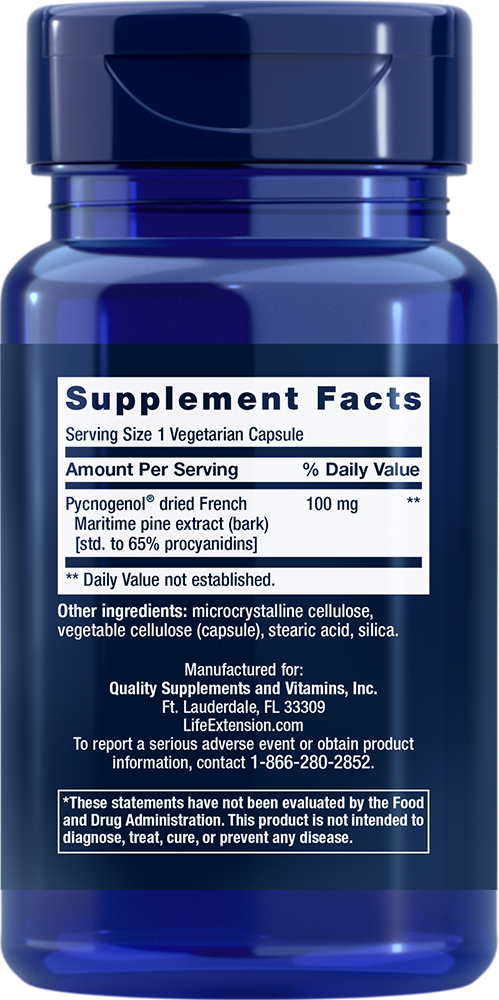 Pycnogenol® French Maritime Pine Bark Extract 100 mg 60 capsules Life Extension - Nutrigeek