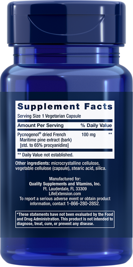 Pycnogenol® French Maritime Pine Bark Extract 100 mg 60 capsules Life Extension - Nutrigeek