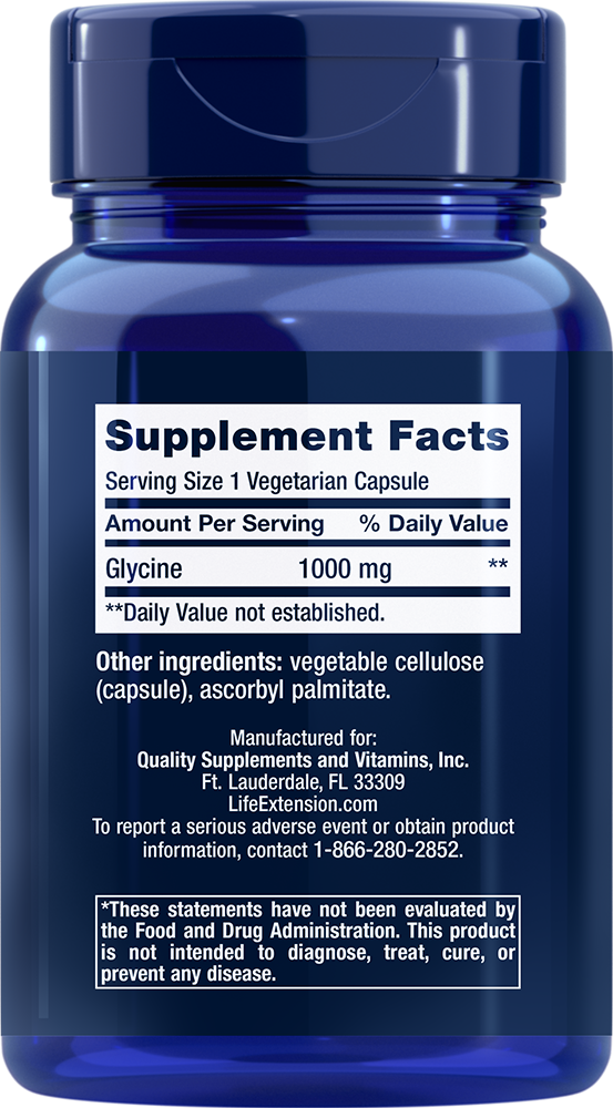 Glycine 1000 mg 100 capsules Life Extension - Nutrigeek