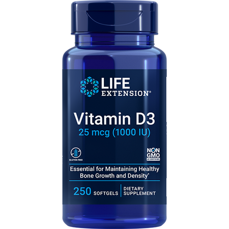 Vitamin D3 25 mcg (1000 IU) Softgels Life Extension - Nutrigeek