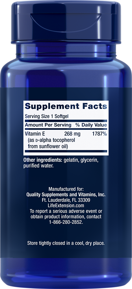Super Vitamin E 268 mg (400 IU), 90 softgels Life Extension - Nutrigeek