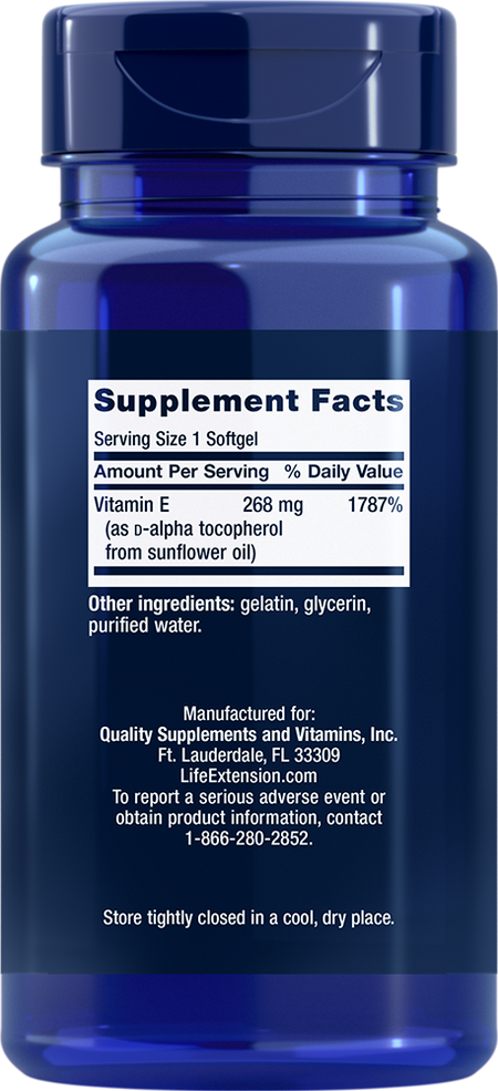 Super Vitamin E 268 mg (400 IU), 90 softgels Life Extension - Nutrigeek
