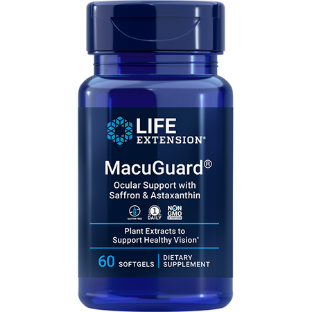MacuGuard® Ocular Support with Saffron & Astaxanthin 60 softgels Life Extension - Nutrigeek