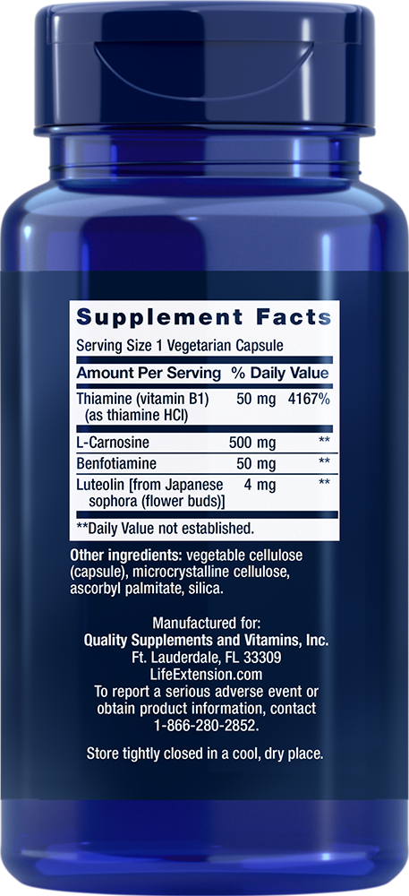 Super Carnosine 500 mg 60 vegetarian capsules Life Extension - Nutrigeek