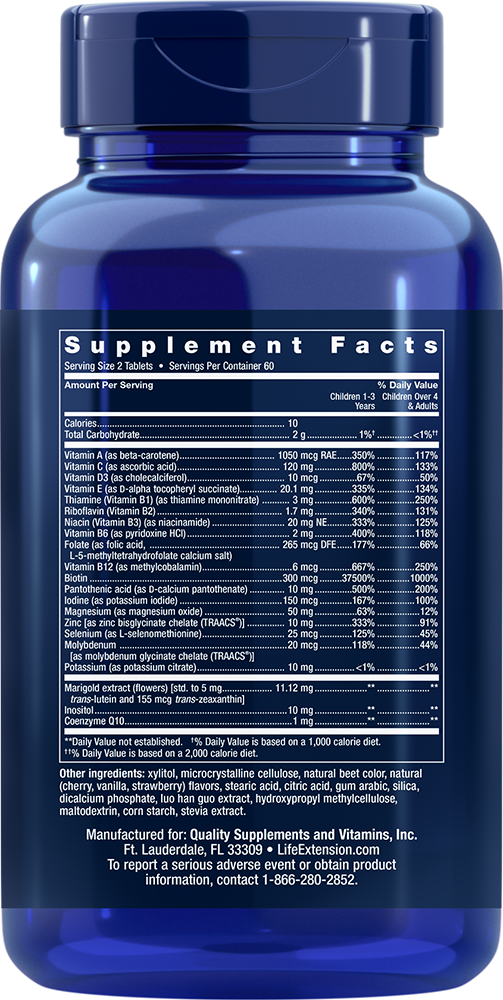 Children's Formula Life Extension Mix™ 120 chewable tablets Life Extension - Nutrigeek