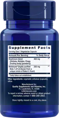 Mushroom Immune with Beta Glucans 30 capsules Life Extension - Nutrigeek