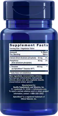 Theanine XR™ Stress Relief 30 tablets Life Extension - Nutrigeek