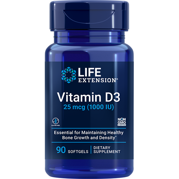 Vitamin D3 25 mcg (1000 IU), 90 Softgel Life Extension - Premium Vitamins & Supplements from Life Extension - Just $5.99! Shop now at Nutrigeek