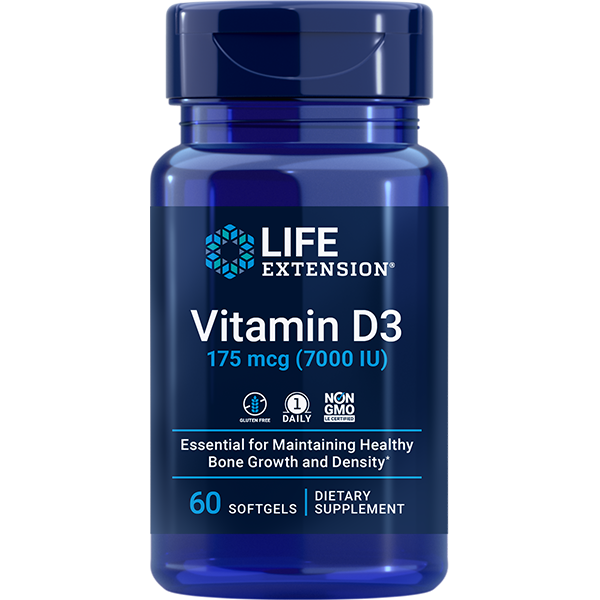 Vitamin D3 175 mcg (7000 IU), 60 softgels Life Extension - Premium Vitamins & Supplements from Life Extension - Just $10.99! Shop now at Nutrigeek