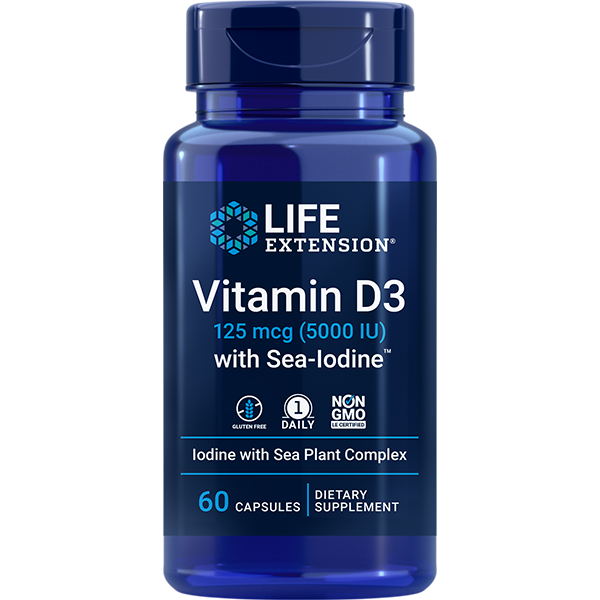 Vitamin D3 with Sea-Iodine 5000 60 capsules Life Extension - Premium Vitamins & Supplements from Life Extension - Just $10.99! Shop now at Nutrigeek
