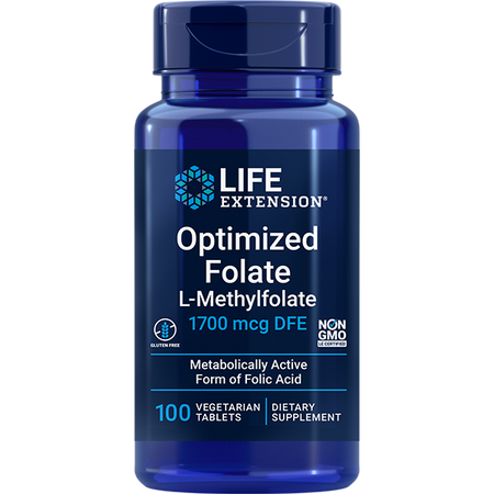 Optimized Folate (L-Methylfolate) 1700 mcg 100 tablets Life Extension - Premium Vitamins & Supplements from Life Extension - Just $11.99! Shop now at Nutrigeek