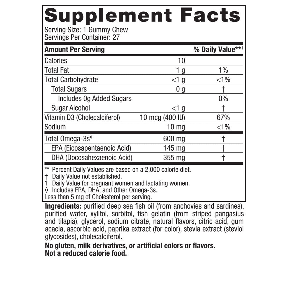 Zero Sugar Prenatal DHA Strawberry Orange 27 Gummy Chews Nordic Naturals - Nutrigeek