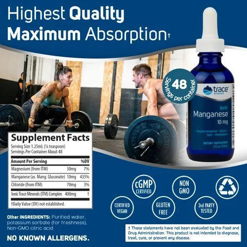 Manganese Liquid Ionic - 10mg 2 ounces (59ml) Trace Minerals Research - Premium Vitamins & Supplements from Trace Minerals Research - Just $18.99! Shop now at Nutrigeek