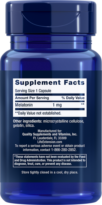 Melatonin 1 mg 60 capsules Life Extension - Premium Vitamins & Supplements from Life Extension - Just $5.99! Shop now at Nutrigeek