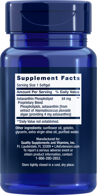 Astaxanthin with Phospholipids 4mg 30 Softgels Life Extension - Premium Vitamins & Supplements from Life Extension - Just $12.99! Shop now at Nutrigeek
