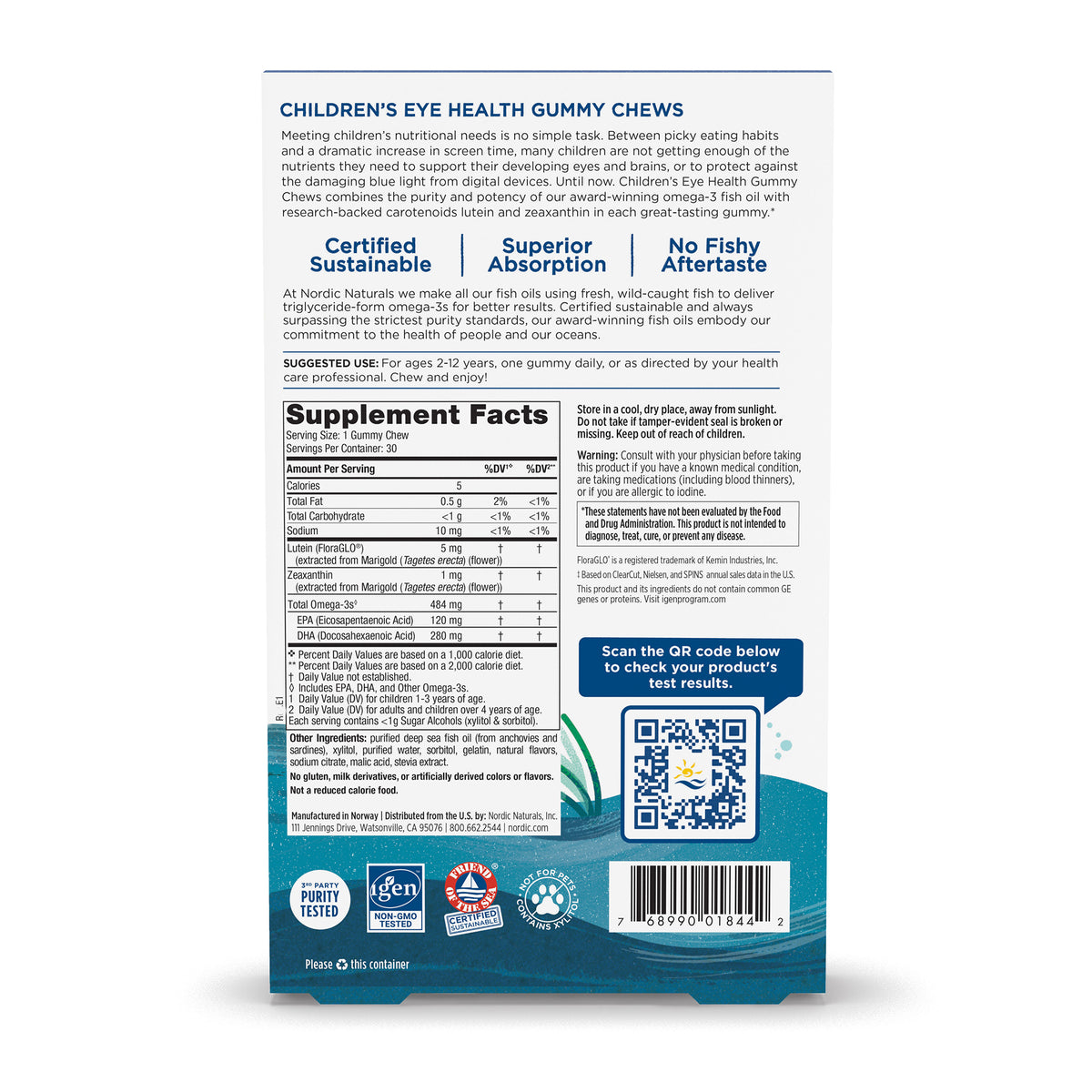 Children's Eye Health Strawberry Lemonade 30 Gummy Chews Nordic Naturals - Nutrigeek