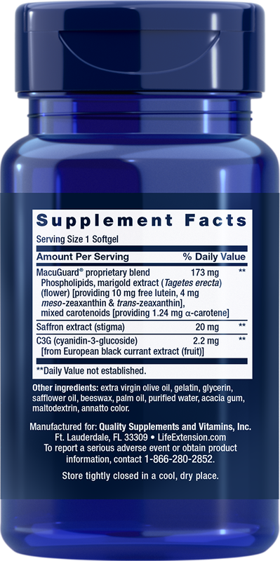 Macuguard® Ocular Support with Saffron 60 Softgels Life Extension - Premium Vitamins & Supplements from Life Extension - Just $18.99! Shop now at Nutrigeek