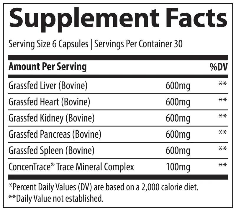 Beef Organs 180 capsules Trace Minerals Research - Premium Vitamins & Supplements from Trace Minerals Research - Just $39! Shop now at Nutrigeek