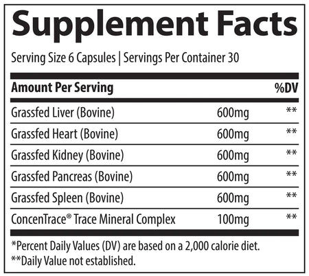Beef Organs 180 capsules Trace Minerals Research - Premium Vitamins & Supplements from Trace Minerals Research - Just $39! Shop now at Nutrigeek