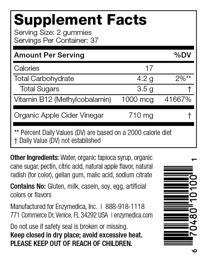 Apple Cider Vinegar 74 gummies Enzymedica - Premium Vitamins & Supplements from Enzymedica - Just $23.99! Shop now at Nutrigeek