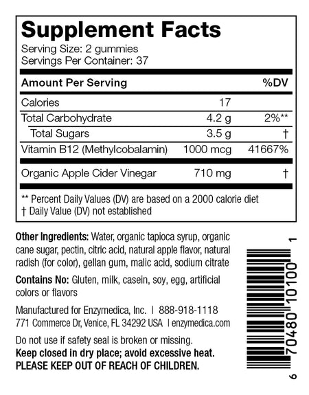 Apple Cider Vinegar 74 gummies Enzymedica - Premium Vitamins & Supplements from Enzymedica - Just $23.99! Shop now at Nutrigeek