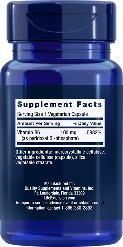 Pyridoxal 5-Phosphate 100mg 60 capsules Life Extension - Premium Vitamins & Supplements from Life Extension - Just $16.99! Shop now at Nutrigeek