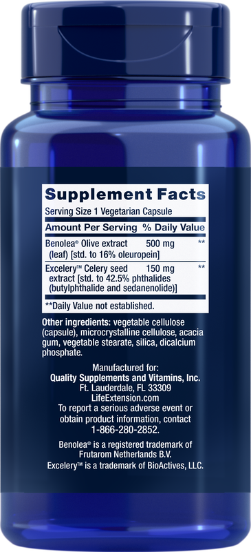 Advanced Olive Leaf Vascular Support 60 capsules Life Extension - Premium Vitamins & Supplements from Life Extension - Just $27.99! Shop now at Nutrigeek