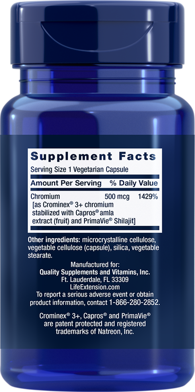 Optimized Chromium with Crominex 3+ 500mcg 60 capsules Life Extension - Premium Vitamins & Supplements from Life Extension - Just $6.99! Shop now at Nutrigeek