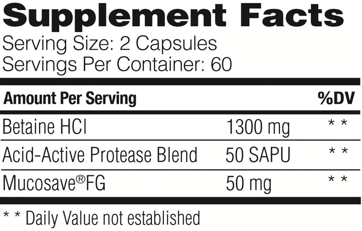 Betaine HCl 60 capsules Enzymedica - Premium Vitamins & Supplements from Enzymedica - Just $15.49! Shop now at Nutrigeek