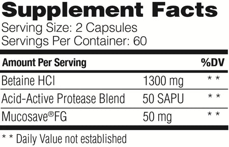 Betaine HCl 60 capsules Enzymedica - Premium Vitamins & Supplements from Enzymedica - Just $15.49! Shop now at Nutrigeek