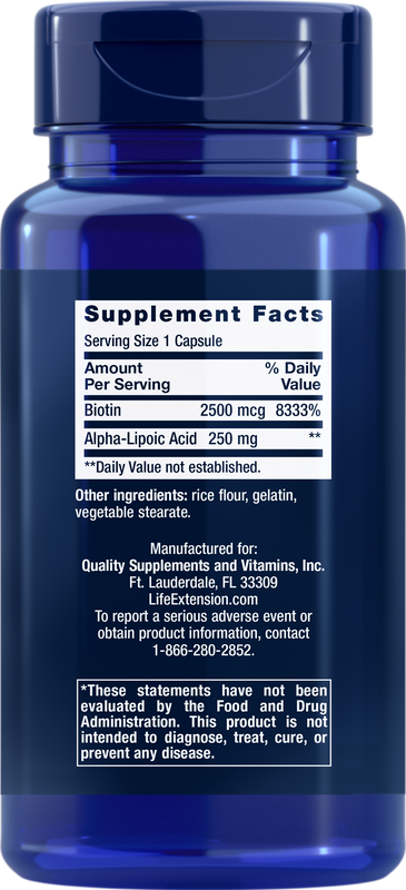 Alpha-Lipoic Acid with Biotin 60 capsules Life Extension - Premium Vitamins & Supplements from Life Extension - Just $28.99! Shop now at Nutrigeek
