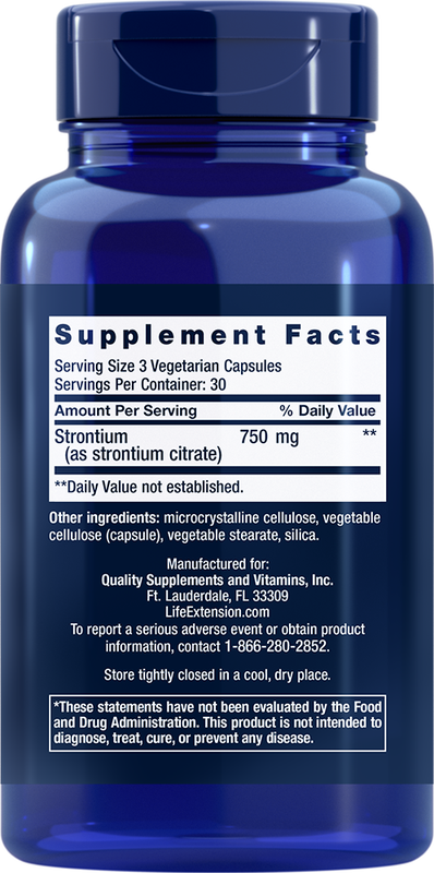 Strontium Caps 750mg 90 capsules Life Extension - Premium Vitamins & Supplements from Life Extension - Just $15.99! Shop now at Nutrigeek