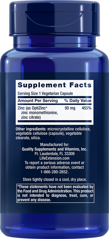 Zinc Caps 50 mg, 90 capsules Life Extension - Premium Vitamins & Supplements from Life Extension - Just $6.99! Shop now at Nutrigeek