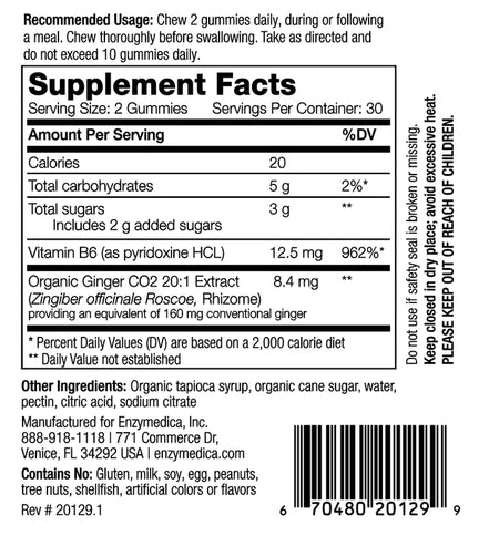 Ginger & Vitamin B6 60 gummies Enzymedica - Premium Vitamins & Supplements from Enzymedica - Just $26.99! Shop now at Nutrigeek