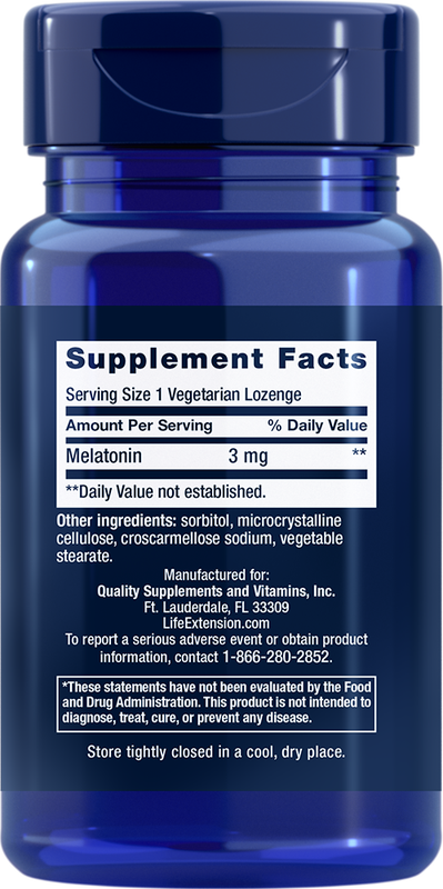 Melatonin 3 mg 60 lozenges Life Extension - Premium Vitamins & Supplements from Life Extension - Just $6.99! Shop now at Nutrigeek