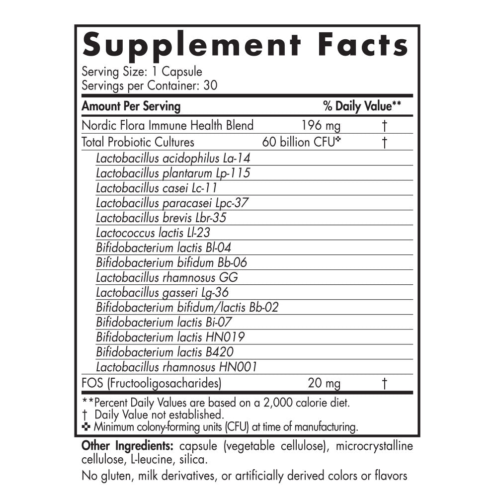 Nordic Flora Probiotic Immune Health 30 Capsules Nordic Naturals - Nutrigeek