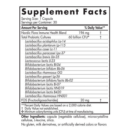 Nordic Flora Probiotic Immune Health 30 Capsules Nordic Naturals - Nutrigeek