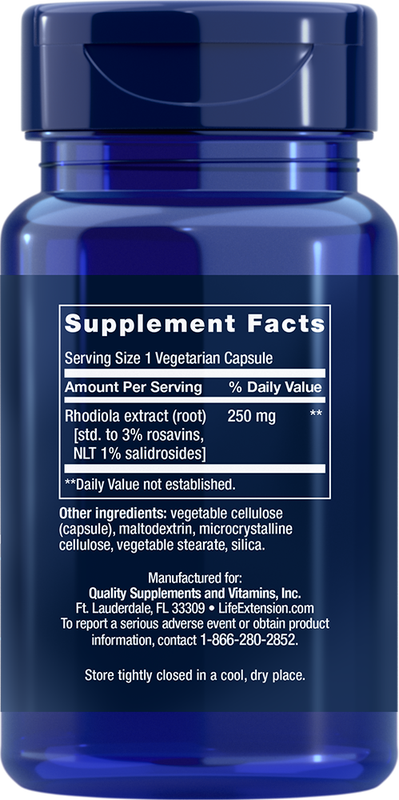 Rhodiola Extract 250 mg, 60 vegetarian capsules Life Extension - Premium Vitamins & Supplements from Life Extension - Just $15.99! Shop now at Nutrigeek
