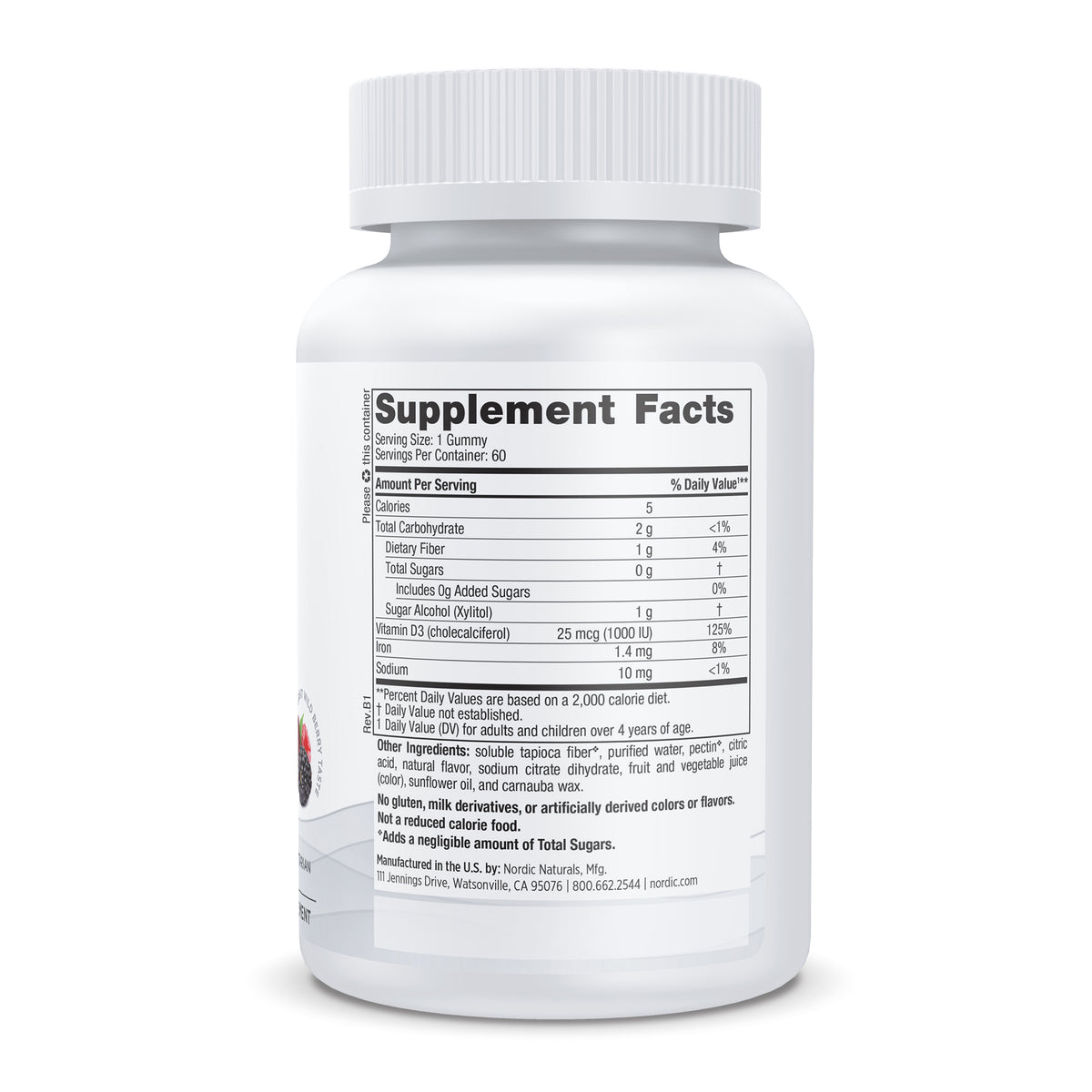 Zero Sugar Vitamin D3 1000IU 60 Gummies Nordic Naturals - Nutrigeek