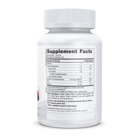 Zero Sugar Vitamin D3 1000IU 60 Gummies Nordic Naturals - Nutrigeek