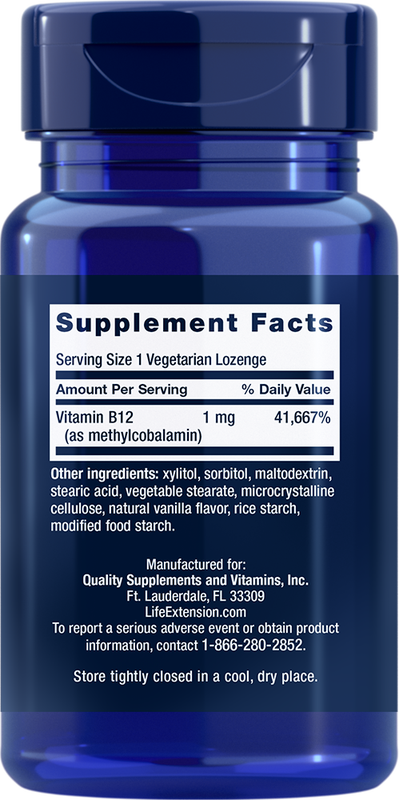 Vitamin B12 Methylcobalamin 1mg 60 lozenges Life Extension - Premium Vitamins & Supplements from Life Extension - Just $7.99! Shop now at Nutrigeek