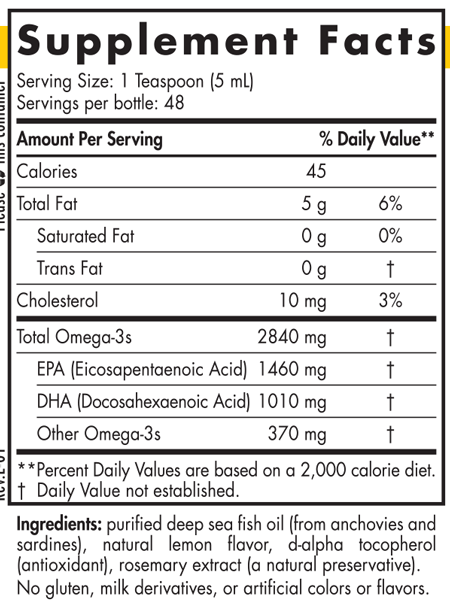 ProOmega® Lemon 8 fl oz (237ml) Nordic Naturals - Nutrigeek